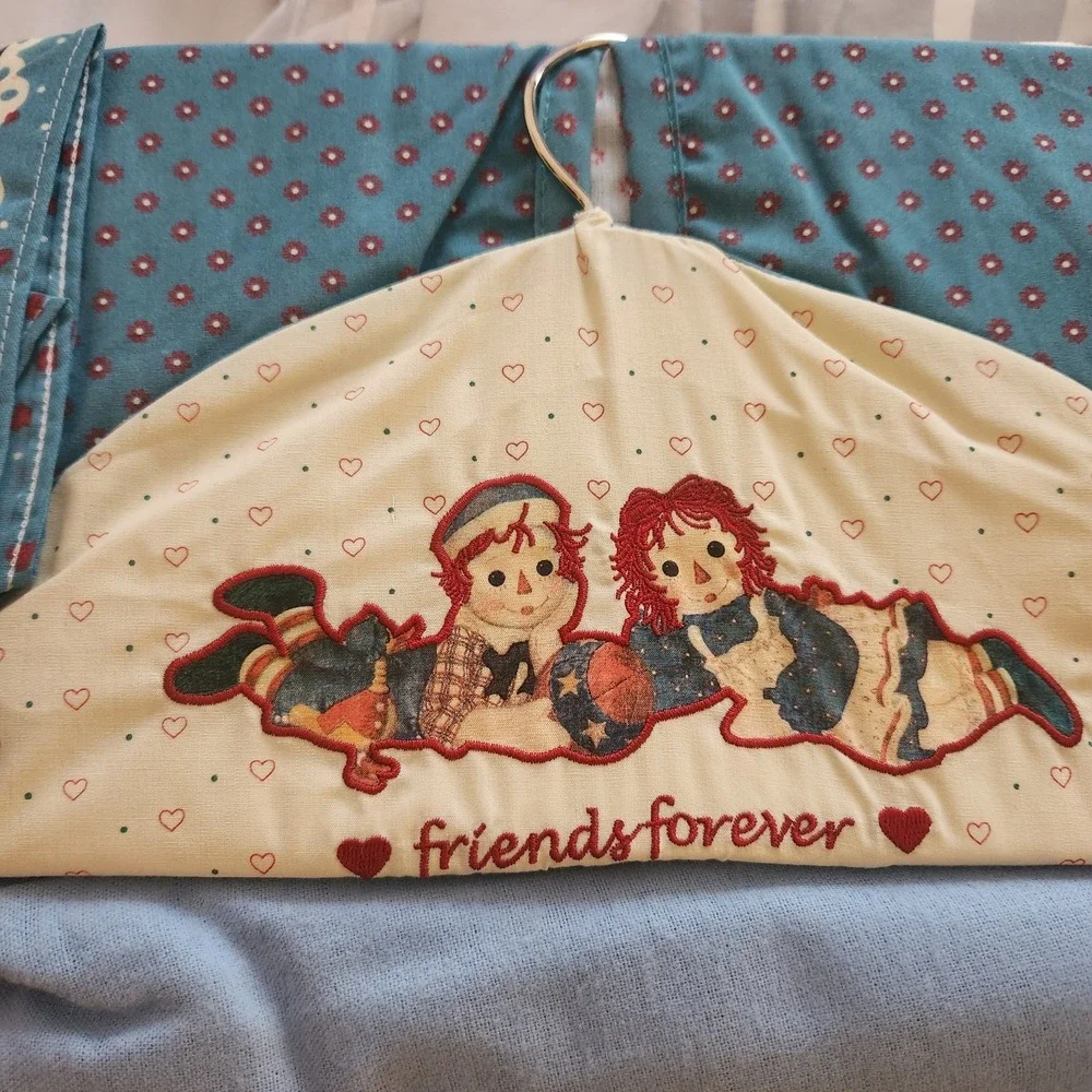 Vtg Springs Baby Raggedy Ann & Andy‎ 3 Pc Nursery Crib Ruffle Diaper Stacker Set